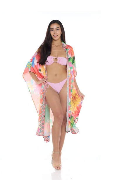 Ranee's Floral Print Woven Duster In Orange