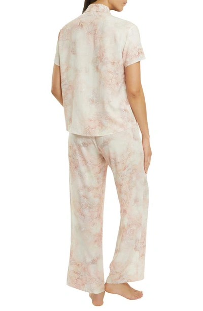 Shop Danskin Collared Satin Pajamas In Linework Floral