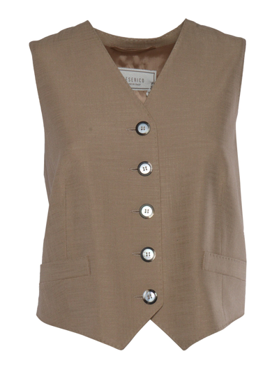 Shop Peserico Single-breasted Brown Waistcoat