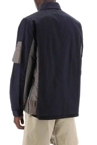 Shop Sacai Cotton And Nylon Blouson With Side Z In Multicolor