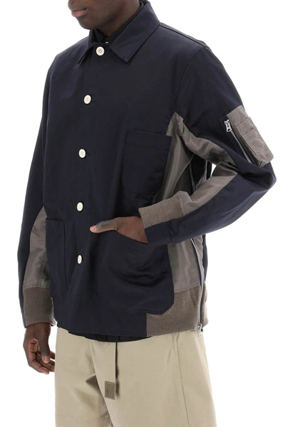 Shop Sacai Cotton And Nylon Blouson With Side Z In Multicolor