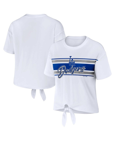 Wear By Erin Andrews White Los Angeles Dodgers Front Tie T-shirt In White