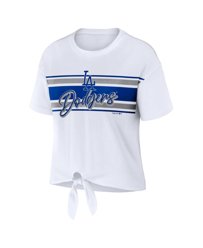 Wear By Erin Andrews White Los Angeles Dodgers Front Tie T-shirt In White