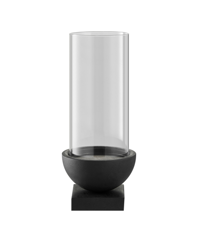 Danya B Modern Black Metal Bold Pedestal And Glass Pillar Votive Candle Holder, Small In Black,clear