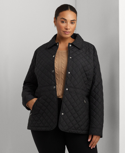 Shop Lauren Ralph Lauren Plus Size Quilted Coat In Black