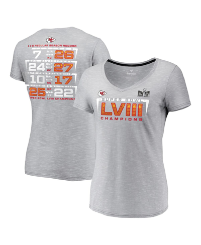 Fanatics Branded  Gray Kansas City Chiefs Super Bowl Lviii Champions Counting Points V-neck T-shirt In Gray