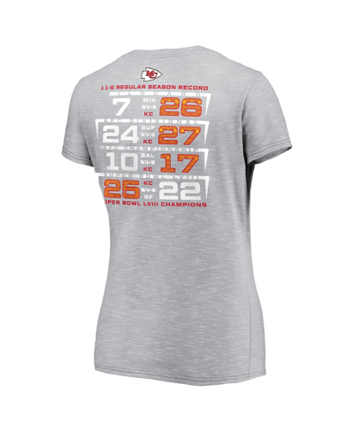 Shop Fanatics Women's  Gray Kansas City Chiefs Super Bowl Lviii Champions Counting Points V-neck T-shirt