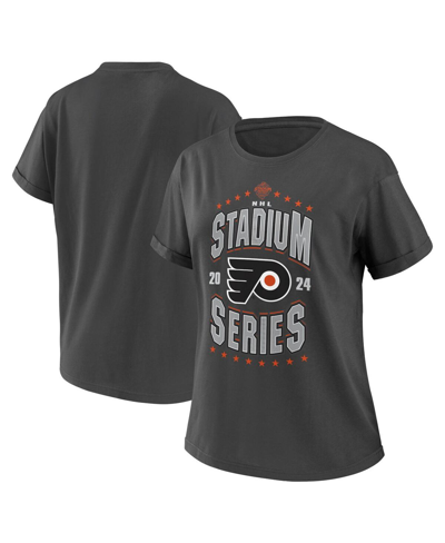 Wear By Erin Andrews Charcoal Philadelphia Flyers 2024 Nhl Stadium Series Boyfriend T-shirt In Charcoal