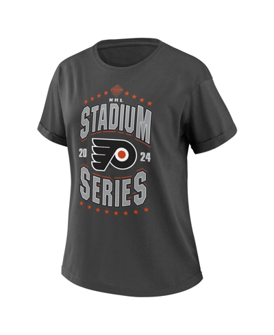 Shop Wear By Erin Andrews Women's  Charcoal Philadelphia Flyers 2024 Nhl Stadium Series Boyfriend T-shirt
