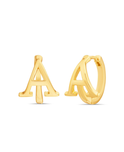 Shop Kensie Gold-tone Letter "a" Initial Huggie Hoop Earring In Yellow