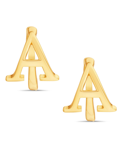 Shop Kensie Gold-tone Letter "a" Initial Huggie Hoop Earring In Yellow