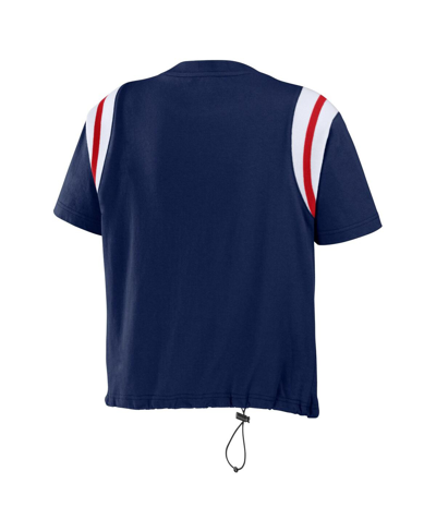 Wear By Erin Andrews Navy Boston Red Sox Cinched Colorblock T-shirt In Navy