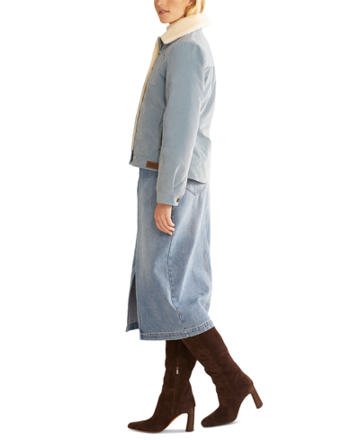 Shop Pendleton Women's Wind River Fleece-trim Corduroy Jacket In Faded Blue