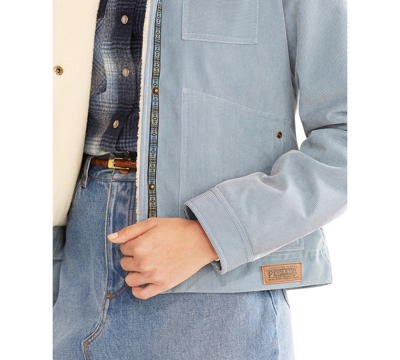 Shop Pendleton Women's Wind River Fleece-trim Corduroy Jacket In Faded Blue