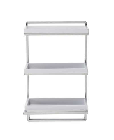 Danya B Wall Mount 3-tier White And Chrome Bathroom Shelf With Towel Bar And Removable Trays In Chrome,white