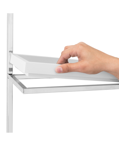 Danya B Wall Mount 3-tier White And Chrome Bathroom Shelf With Towel Bar And Removable Trays In Chrome,white
