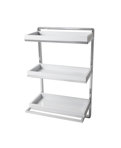 Danya B Wall Mount 3-tier White And Chrome Bathroom Shelf With Towel Bar And Removable Trays In Chrome,white
