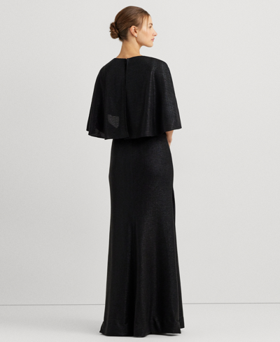 Shop Lauren Ralph Lauren Women's Twist-front Cape-overlay Gown In Black