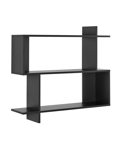 Danya B Manasa Floating Geometric Kilter Two-tier Wall Shelf In Black