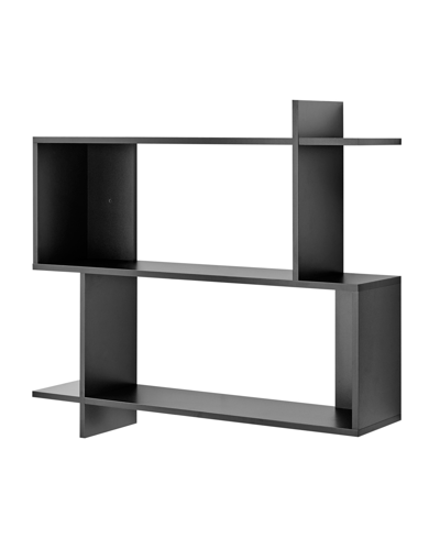 Danya B Manasa Floating Geometric Kilter Two-tier Wall Shelf In Black