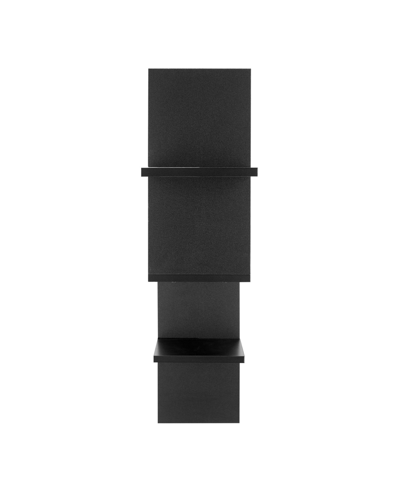 Danya B 3-tier Ladder Cantilever Cubby Accent Wall Shelf With Criss Cross Asymmetrical Modern Design In Black