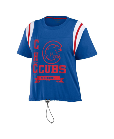 Shop Wear By Erin Andrews Women's  Royal Distressed Chicago Cubs Cinched Colorblock T-shirt