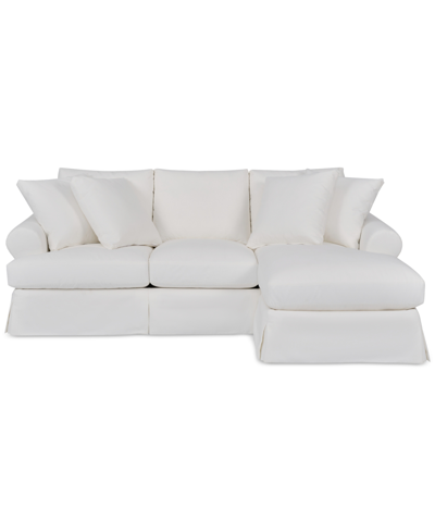 Macy's Brenalee 96" Roll Arm Performance Fabric Slipcover Reversible Chaise Sofa With Four Pillows In Peyton Slate