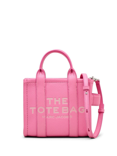 Shop Marc Jacobs The Leather Mini Tote Bag In Pink & Purple