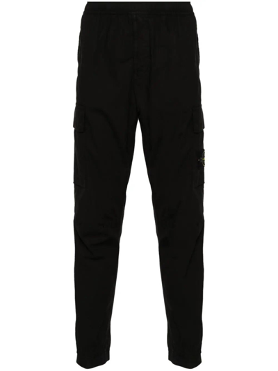 Shop Stone Island Tapered Cargo Pants In Black
