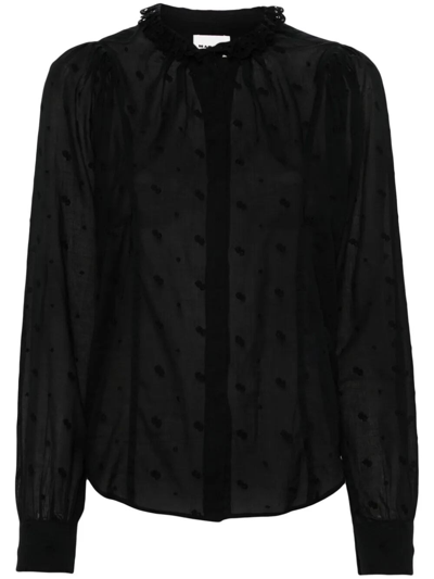 Shop Isabel Marant Étoile Terzali Floral-embroidered Blouse In Black