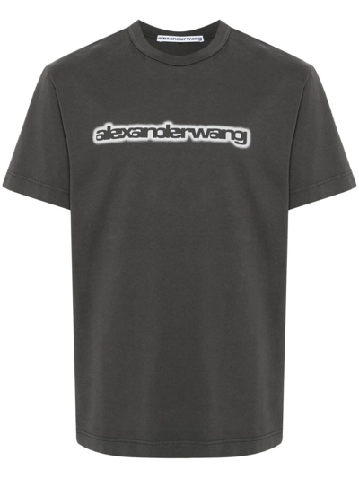 Shop Alexander Wang Halo Print Jersey T-shirt In Grey