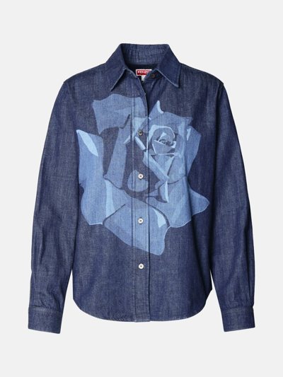 Shop Kenzo Blue Cotton Shirt