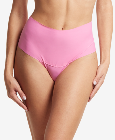 Shop Hanky Panky Breathesoft Hi-rise Thong Underwear In Taffy Pink