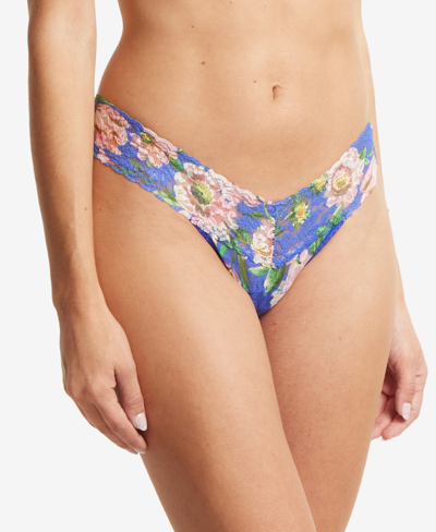 Shop Hanky Panky Low-rise Printed Lace Thong Pr4911 In Happy Place