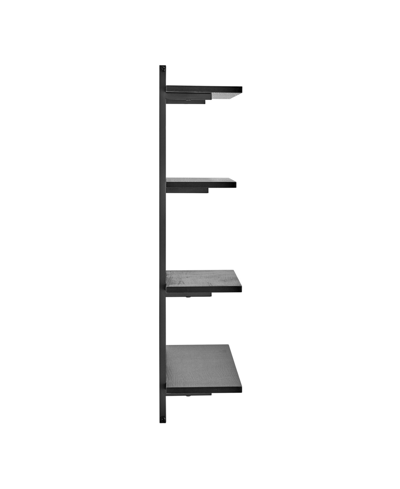 Danya B Rhodes 4 Tier Modern Floating Windowsill Wall Shelf Unit With Black Metal Frame And Black Mdf Shelve In Black