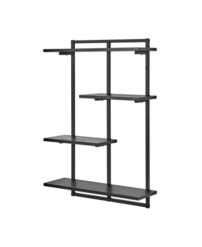 Danya B Rhodes 4 Tier Modern Floating Windowsill Wall Shelf Unit With Black Metal Frame And Black Mdf Shelve In Black