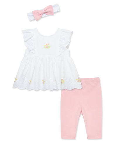 Shop Little Me Baby Girls Pretty Eyelet Set With Headband In Pink