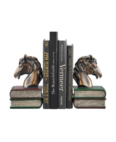 Shop Danya B Horses On Books Polyresin Antique-like Patina Finish Bookend, Set Of 2 In Antique Bronze