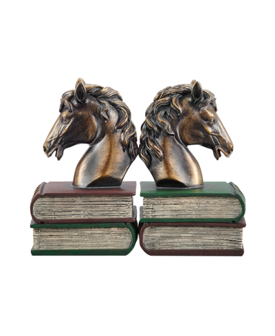Shop Danya B Horses On Books Polyresin Antique-like Patina Finish Bookend, Set Of 2 In Antique Bronze