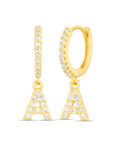 Shop Kensie Gold-tone Letter Dangle Huggie Hoop Earring In Yellow