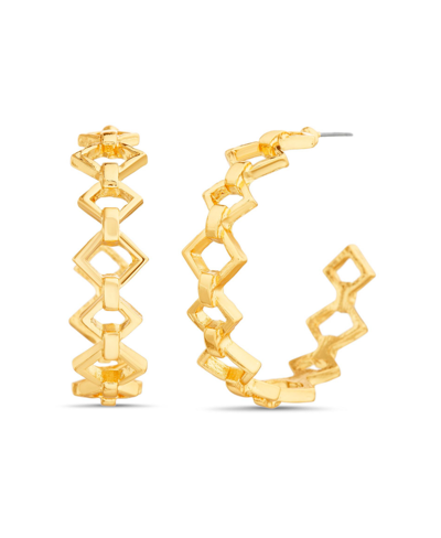 Shop Kensie Geometric Cut Out Hoop Earring In Gold