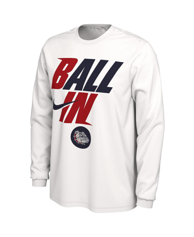 Shop Nike Men's  White Gonzaga Bulldogs Ball In Bench Long Sleeve T-shirt