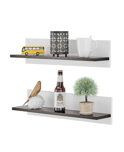 Shop Danya B Repose Display Photo Ledge Shelf, Set Of 2 In Dark Walnut,white