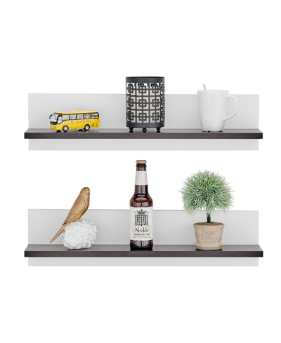 Shop Danya B Repose Display Photo Ledge Shelf, Set Of 2 In Dark Walnut,white