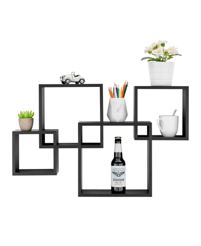 Shop Danya B Blocchetto Intersecting Cubes Wall Shelf Unit, Horizontal Or Vertical In Black