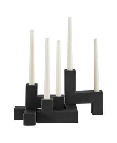 Danya B Contemporary Metal 2-piece Stacking Candelabra Taper Candle Holder Set In Black