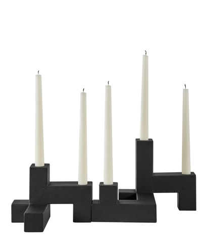 Danya B Contemporary Metal 2-piece Stacking Candelabra Taper Candle Holder Set In Black