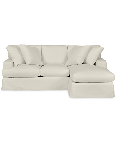 Macy's Brenalee 93" Performance Fabric Slipcover Reversible Chaise Sofa With Four Pillows In Peyton Birch