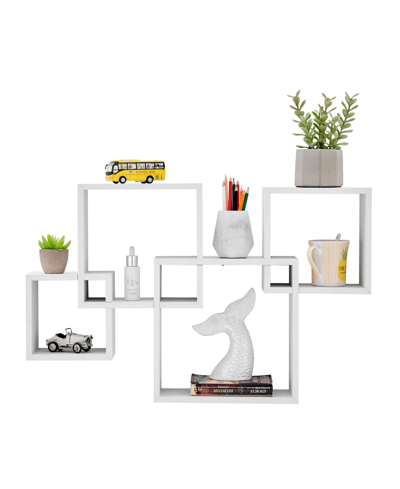 Danya B Blocchetto Intersecting Cubes Wall Shelf Unit, Horizontal Or Vertical In White