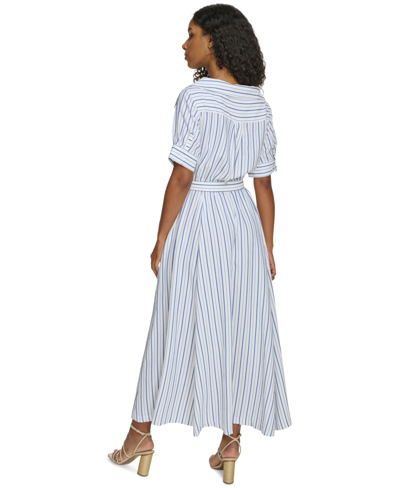 Shop Calvin Klein Women's Tie-waist A-line Dress In Regatta Wh
